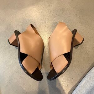 Women’s ATP Atelier Sofia Tan Leather Open Toe Block Heel Sandal